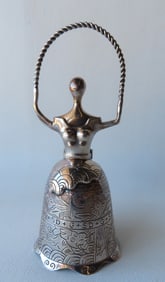 Salvador Dali Alice in Daliland Wonderland Sterling Silver Bell, very good condition. Measures 7"H x