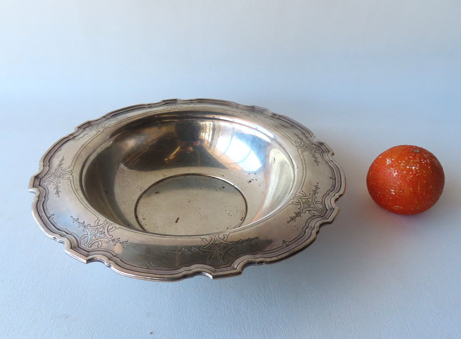 A large sterling silver bowl marked "Tiffany & Co. Makers", Art Deco design - 12" diameter x 2 1/2"H (1 of 6)