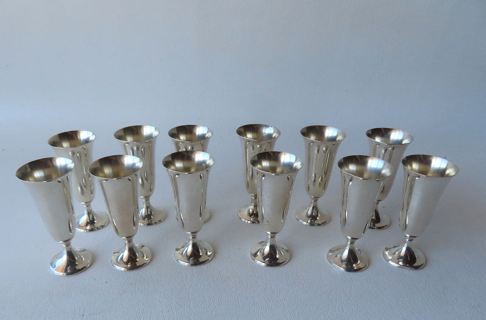 A boxed set of 12 Gorham sterling silver cordial cups, all in very good condition in original box (1 of 4)