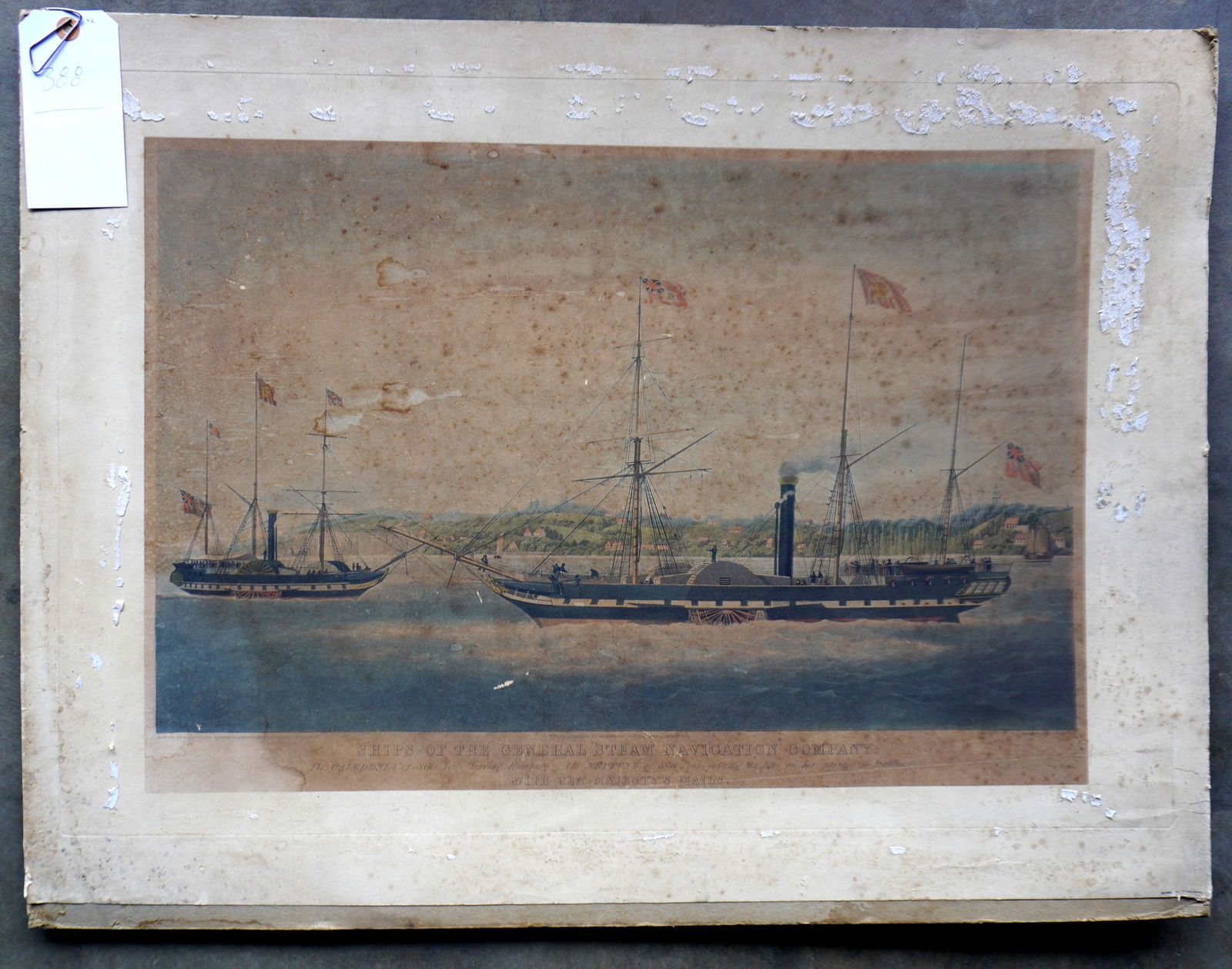 An unframed hand colored lithograph marine advertisement titled "Ships Of The Central Steam (1 of 6)