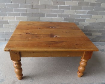 A custom made country pine coffee table made from antique barn wood by local Millbrook craftsman,