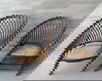 Two George Hunzinger lollipop chairs including a chair with partial label, and a Hunzinger lollipop