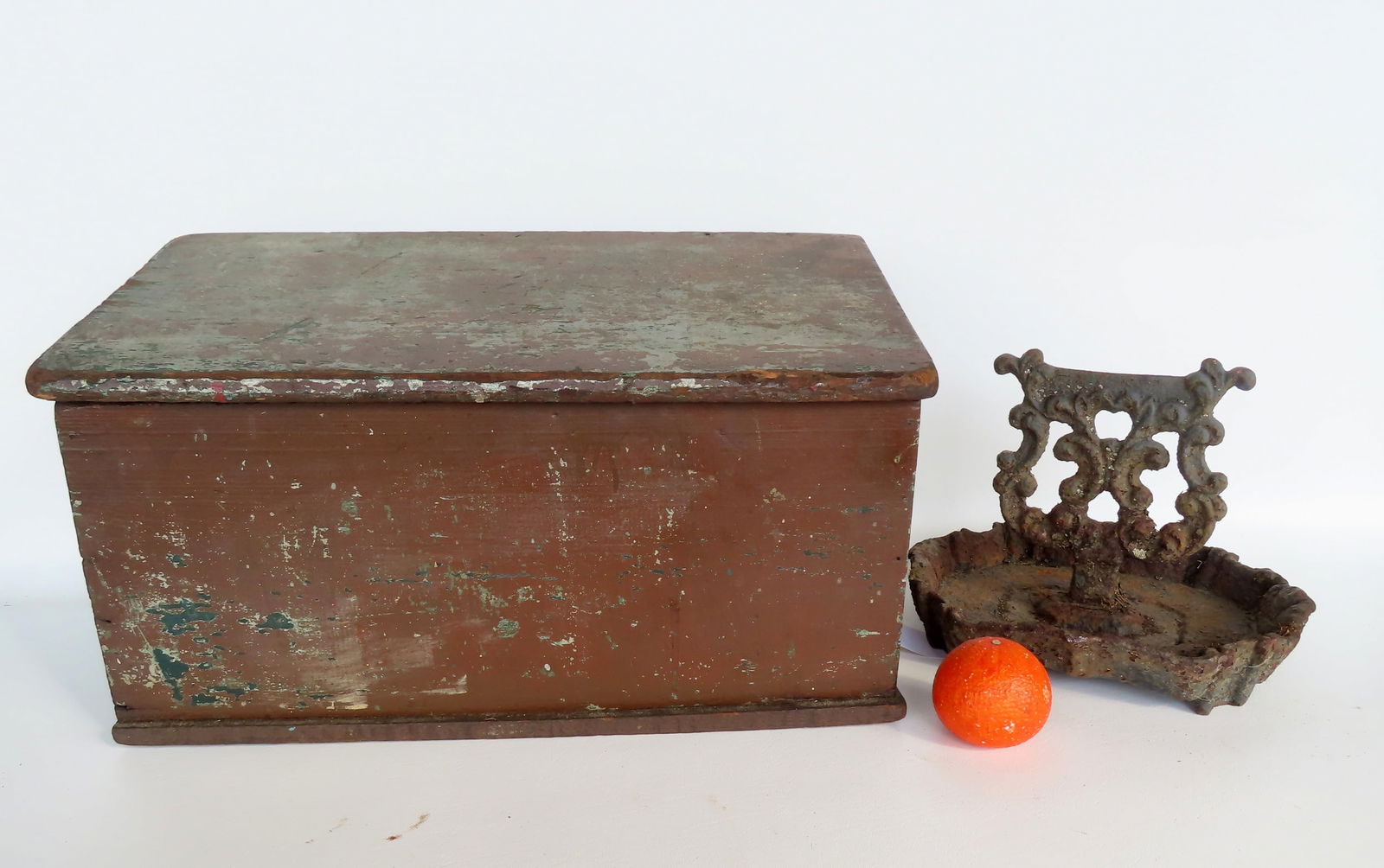 Two country collectibles: The first, a cast iron boot scraper with shaped cast iron platform, found (1 of 7)