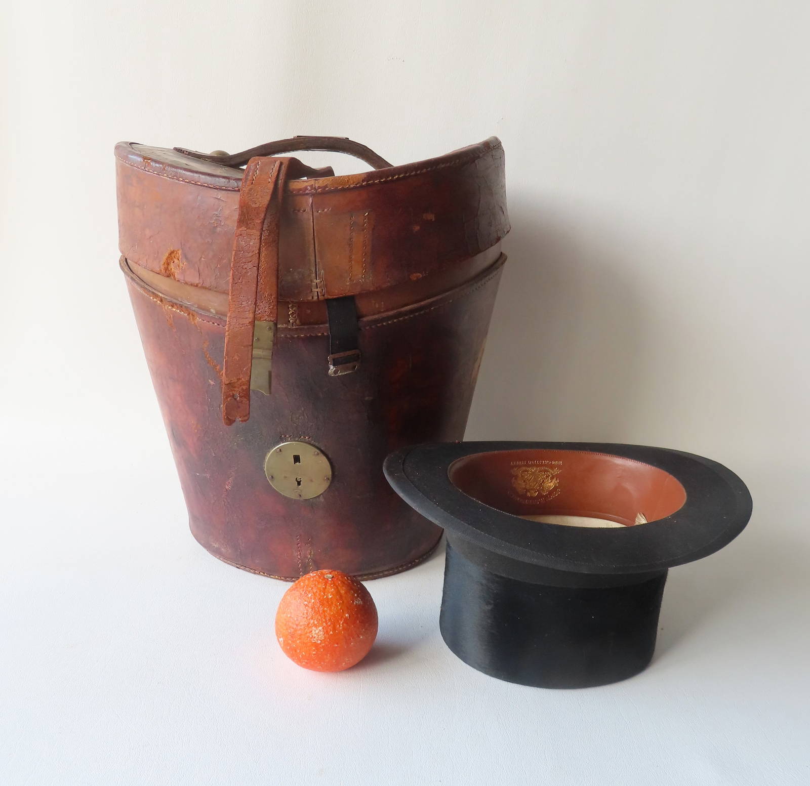 A Signed John Stetson & Co. Beaver Top Hat In Original Leather Box