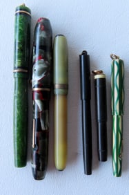Grouping of 6 small vintage fountain pens by various makers, including: Mabie Todd & Co. New York -