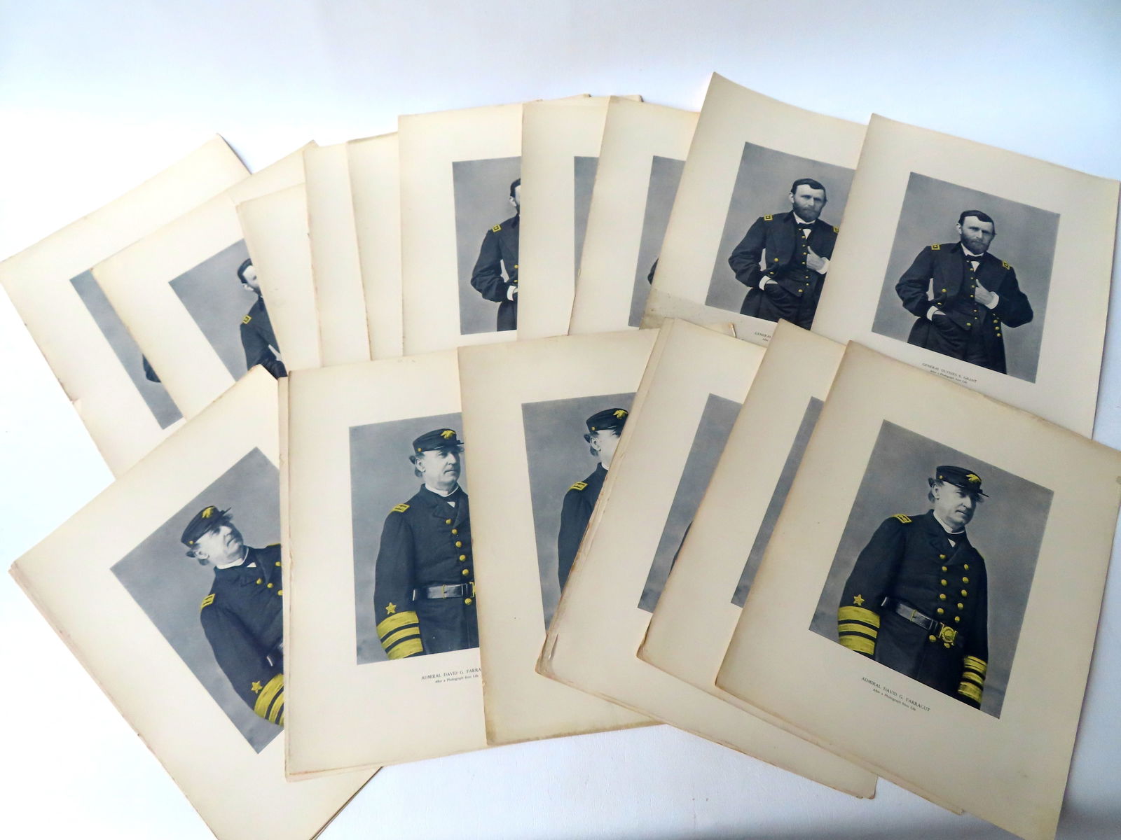Early prints of Admiral Farragut and General Grant, late 19th to early 20th century, each measures (1 of 6)