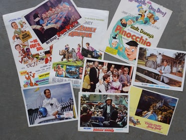 Grouping of 9 Walt Disney move posters/lobby cards, most 1968. The larger posters with some glue