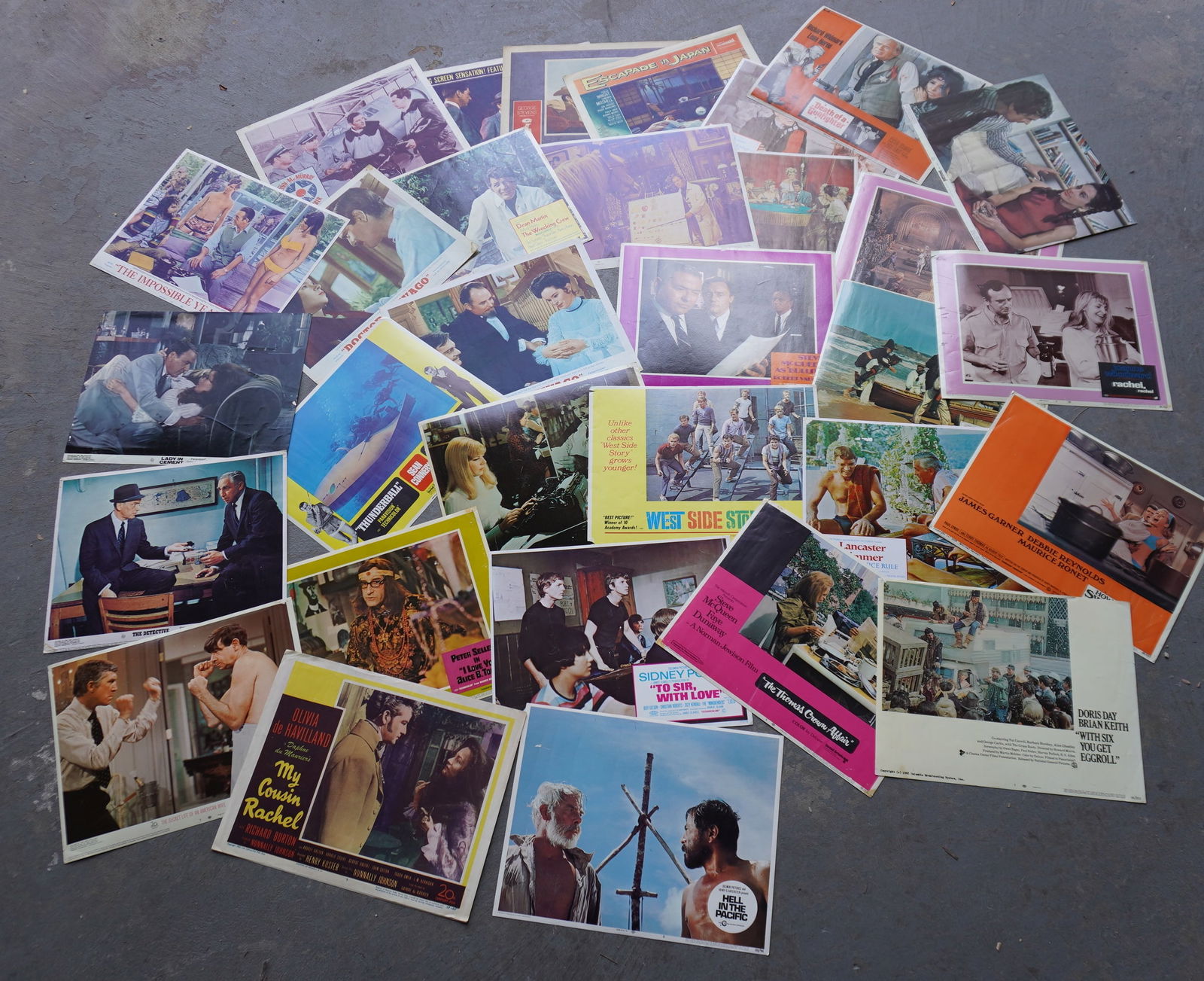 Grouping of 32 original movie lobby cards, including 27, 1967-69, and five 1950's era - "Giant" 1956 (1 of 9)