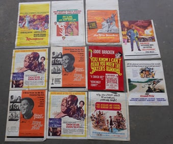 Grouping of 11 movie/lobby posters. Includes 5 posters in good condition, most with paste marks on