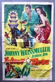 Movie poster 1949 Jungle Jim titled "The Lost Tribe" starring Johnny Weissmuller by Columbia