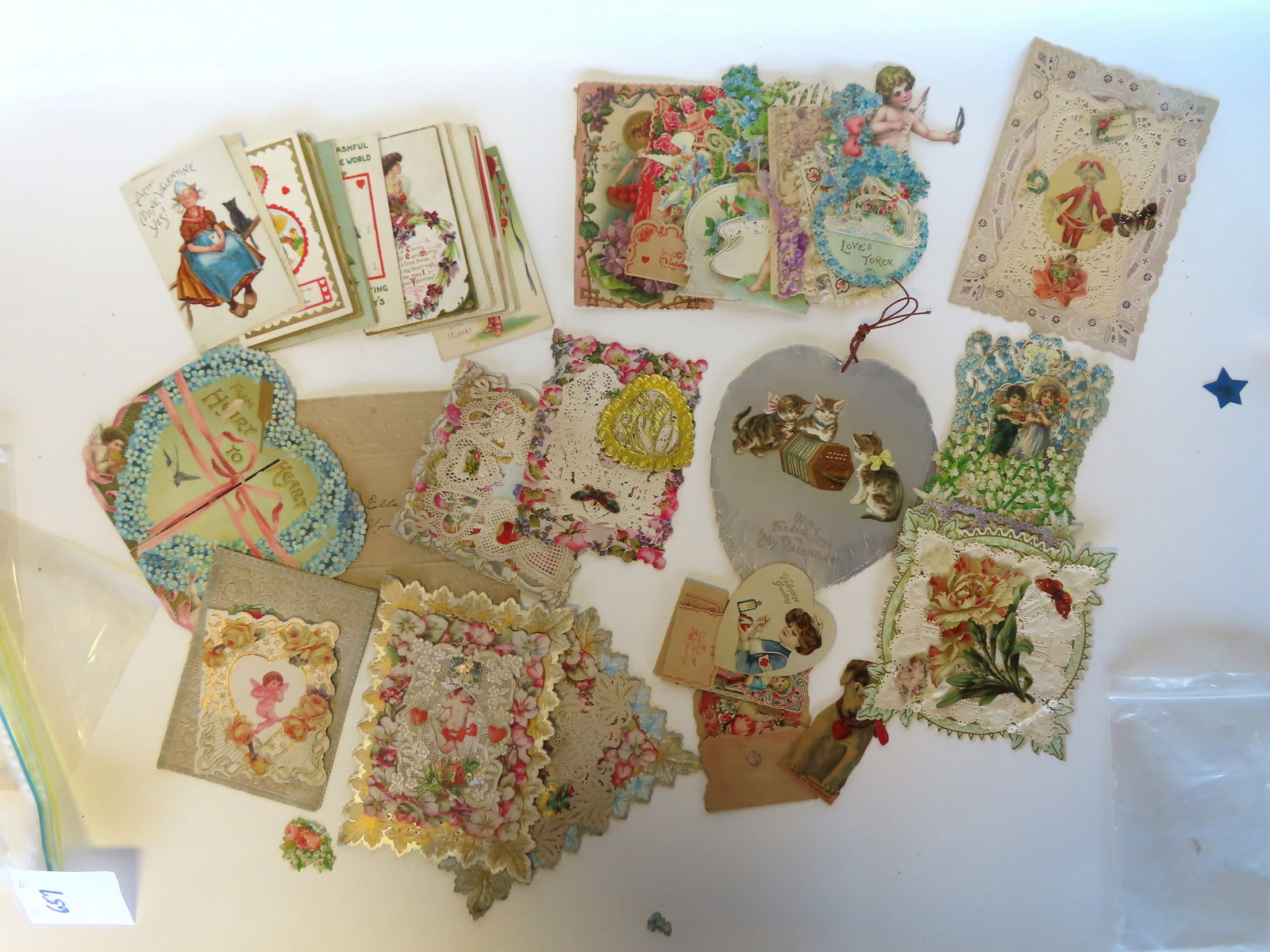 A grouping of 23 vintage Valentine cards and 23 vintage Valentine postcards, most early 20th (1 of 13)