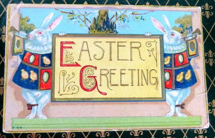 Album of 136 beautiful Easter postcards, most 1906-1912. While most postcards are in very good