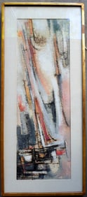 Harold Lewis (Born 1918) active in NY. W/C Abstract painting that appears to be sailboats, signed by