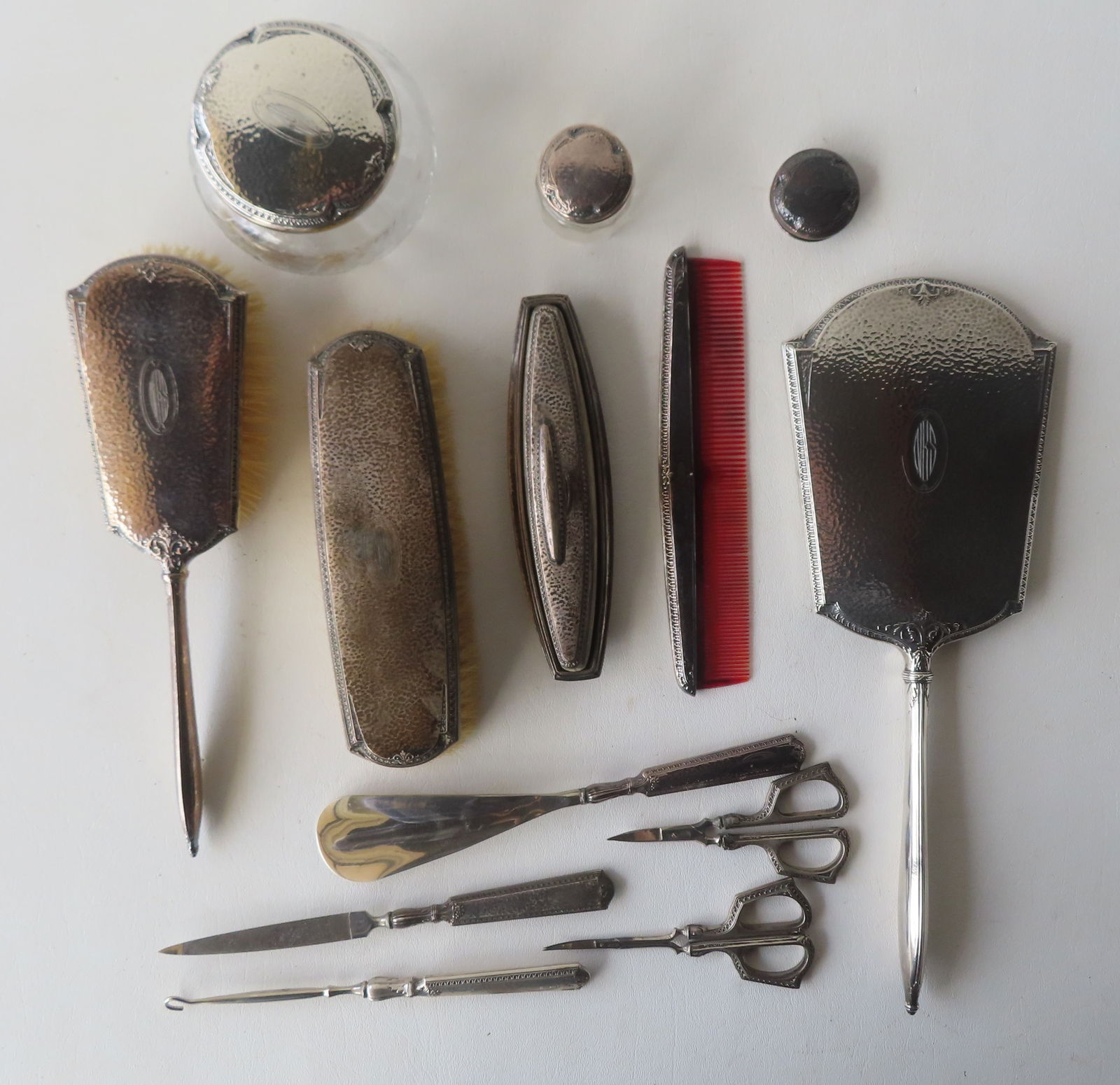 A Webster Co. 12 piece sterling silver vanity set. (1 of 9)