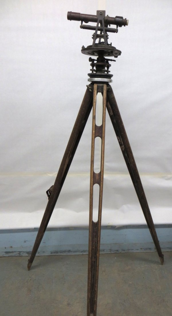 Brass transit on stand - Transit signed William T. Youn: Brass transit on stand - Transit signed William T. Young & Sons Makers, Phila. - also marked DRW Chicago Engineers Office.