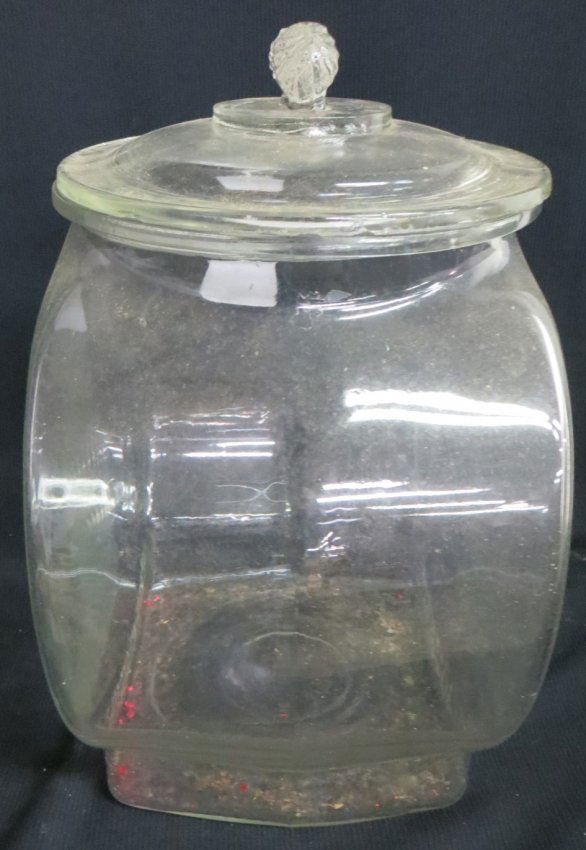 Original vintage glass Planter's Peanut jar with peanut Lot 109