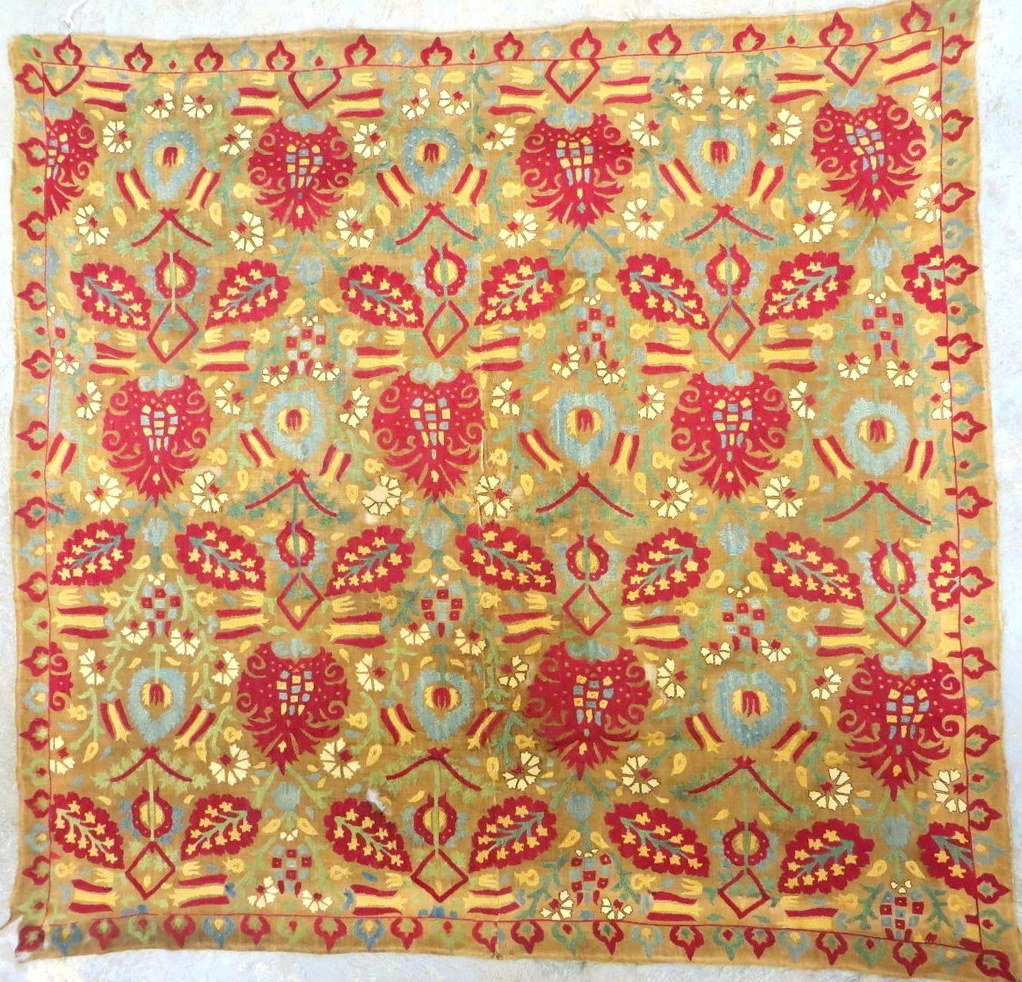 Early hand sewn sampler style tapestry - 19th century o: Early hand sewn sampler style tapestry - 19th century or earlier - 38" x 40 - some losses to fabric. Provenance: From the estate of John Whiteford, Wassaic NY.