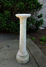 A cast stone garden pedestal, early 20th century. Measures 38"H x 12 1/4"W at base. Very good
