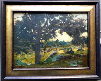 O/C Impressionist landscape, not signed but marked on stretcher "Great Barrington Mass. 1938". Very