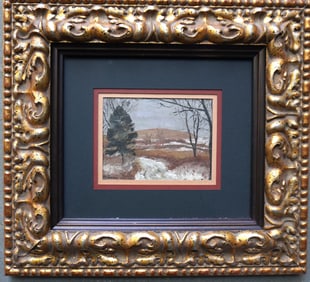 Edmund Quincy (1903 - 1997) was active/lived in Massachusetts. Oil on paper or board, winter