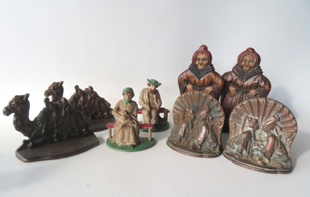 Grouping of 4 pairs of mostly Arts & Crafts related bookend, all circa 1920-30 and in very good