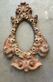 A rare carved wooden carnival picture frame, classical carnival design, likely for holding portrait