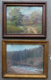 Two good country landscapes, possibly Pennsylvania. The first by Ludwig Heitmuller, active in Penn.,