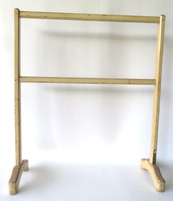 A small shoe-foot herb drying rack in old off-white paint, see-through mortised construction