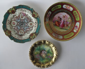 Three porcelain portrait plates, hand decorated, all appear to be 19th century and in very good