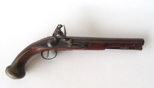 A Revolutionary War era flintlock pistol signed "BARBAR" (London), working action and appears to