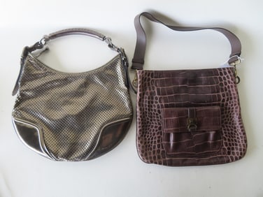 Two signed Burberry (London) lady's shoulder/hand bags. The first, a leather shoulder bag with faux