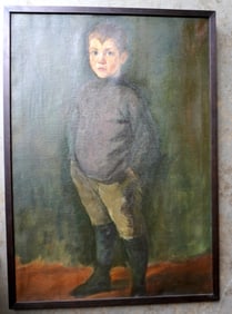 A large portrait of a standing young boy, late 19th to early 20th century. Very good condition.