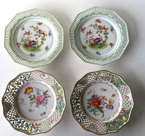 Grouping of 4 hand painted porcelain plates signed CS Bavaria (CS Bavaria is a reference to Carl