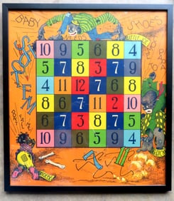 A framed paper lithograph "Shoot'Em" game board, Black Americana, circa 1930.