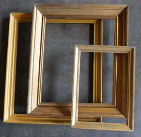 Three 19th century lemon gold picture frames.