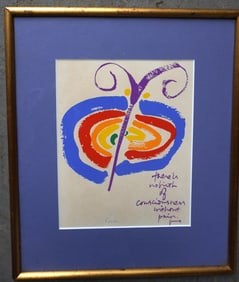 Sister Mary Corita Kent (American 1918-1986). Modernistic serigraph, pencil signed "Corita" bottom