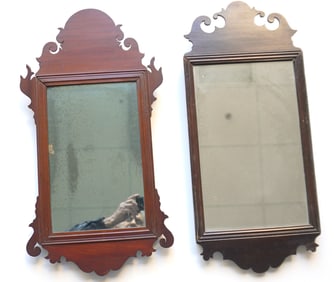 Two early federal mahogany mirrors: The first, Chippendale with original looking glass in very good