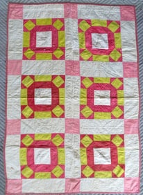 A Friendship crib quilt with each block signed in ink by quilter, mid to late 19th century, probably
