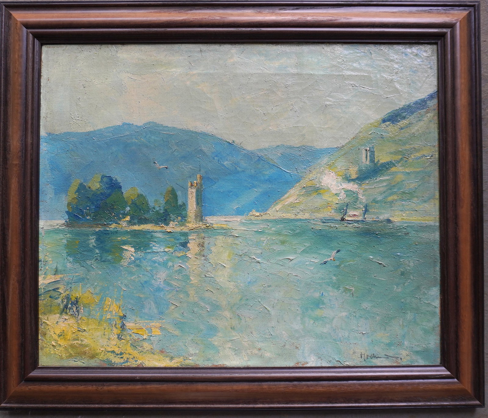 Ivan Hoon (Born 1890) active/lived in Ohio (East Palestine and Cleveland) and was a WPA artist. O/C: Ivan Hoon (Born 1890) active/lived in Ohio (East Palestine and Cleveland) and was a WPA artist. O/C Impressionist seascape with steamboat in river, signed lower right "Hoon". On June 30, 2025 the Publ