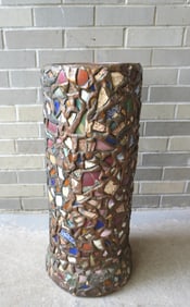 A folk art and most unusual sewer tile umbrella stand constructed of applied 18th and 19th century