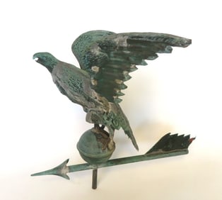 A small size full body copper spread wing eagle copper weathervane with excellent patina, circa