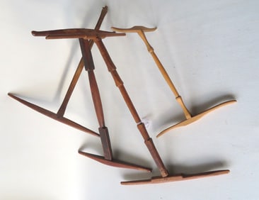 Three 19th century niddy-noddy's, all with mortised construction and in good condition. Sold with