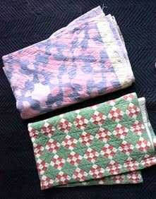 Two patchwork quilts, late 19th to early 20th century, both hand sewn.