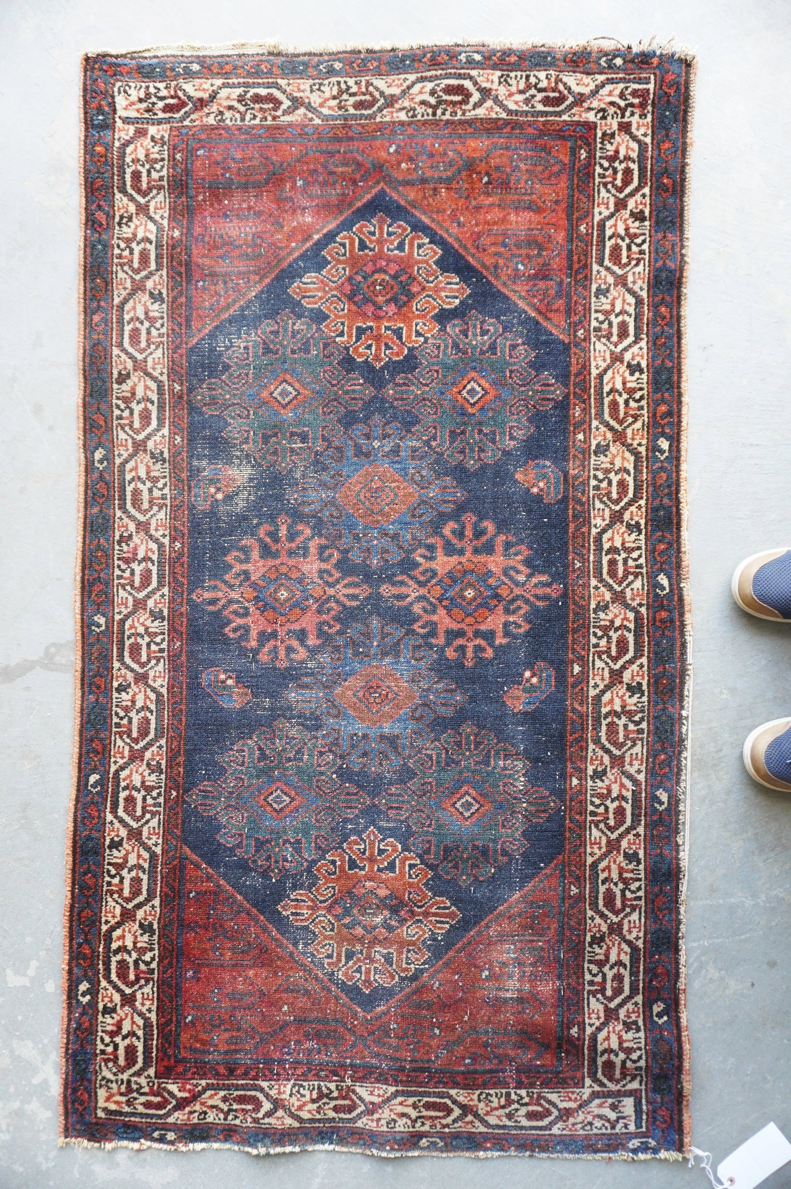 A good oriental scatter rug, late 19th century.: A good oriental scatter rug, late 19th century. Expected use wear, but overall good condition. Measures 39 1/2" x 73".