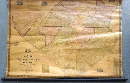 A wall map of Orange County NY, published in 1850, from survey by J.C. Sidney - Newell S. Brown,