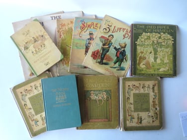 Grouping of 6 Kate Greenaway kid's books, together with 6 books by McLoughlin Bros. and Gabriel &