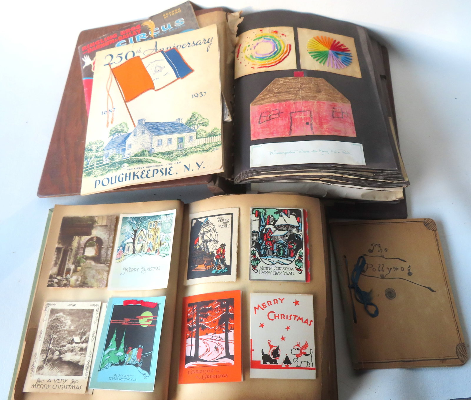 Two vintage scrap books. The first from the Naomi Leggett estate (1913-2001, long term Poughkeepsie: Two vintage scrap books. The first from the Naomi Leggett estate (1913-2001, long term Poughkeepsie NY resident and artist), entries from her childhood until her death - includes a child's book she wr