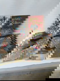 Grouping of vintage paper collectibles including: Teacher's canvas alphabet teaching wall chart,