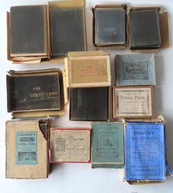 Collection of 125 negative glass photo plates, late 19th to early 20th century - including Cramer's