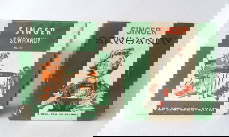 Two Singer Sewhandy No. 20 little girl's sewing machines in original boxes. Please review photos for